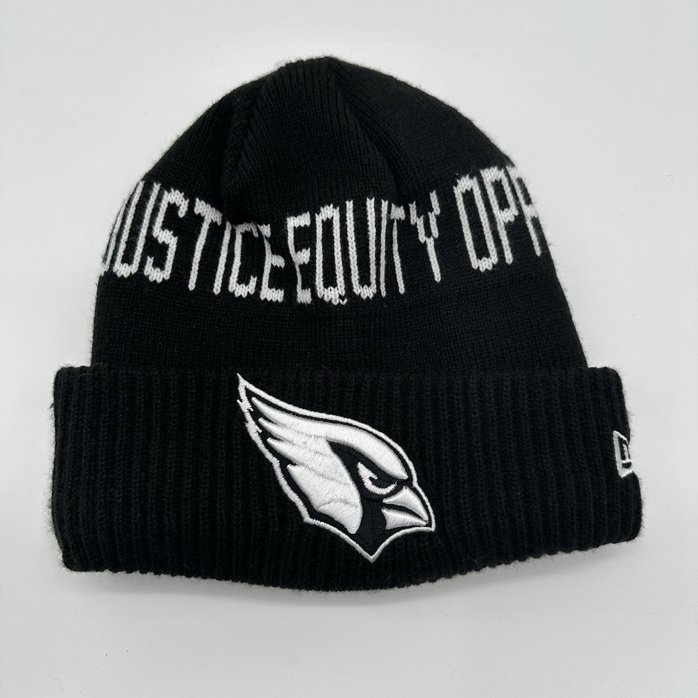 Arizona Cardinals New Era NFL Men's Justice Beanie Hat Cap Equity Black White